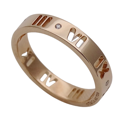 TIFFANY&Co. ティファニー アトラス ピアスド リング 指輪 750PG ピンクゴールド ダイヤモンド 約10号 レディース 磨き済み 【中古】