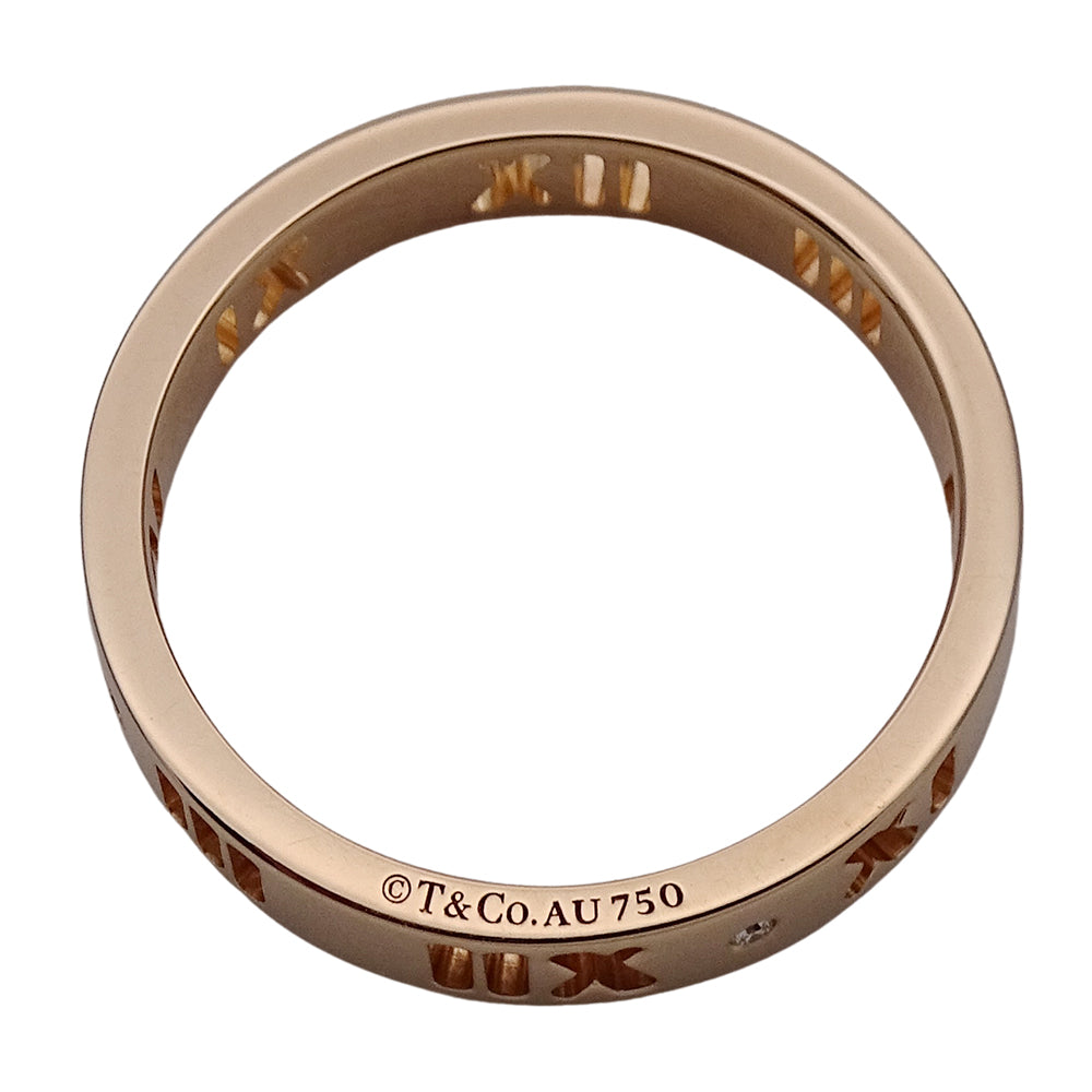TIFFANY&Co. ティファニー アトラス ピアスド リング 指輪 750PG ピンクゴールド ダイヤモンド 約10号 レディース 磨き済み 【中古】