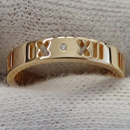 TIFFANY&Co. ティファニー アトラス ピアスド リング 指輪 750PG ピンクゴールド ダイヤモンド 約10号 レディース 磨き済み 【中古】