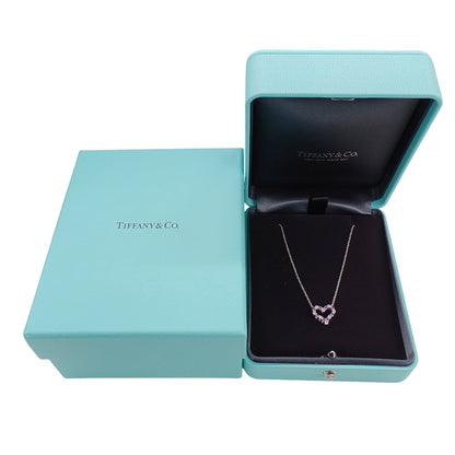 TIFFANY&Co. ティファニー センチメンタルハート ネックレス PT950 プラチナ ダイヤモンド ピンクサファイア シルバー レディース 磨き済み【中古】