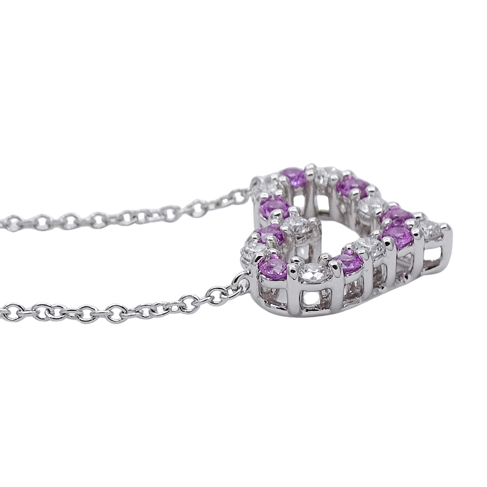 TIFFANY&Co. ティファニー センチメンタルハート ネックレス PT950 プラチナ ダイヤモンド ピンクサファイア シルバー レディース 磨き済み【中古】