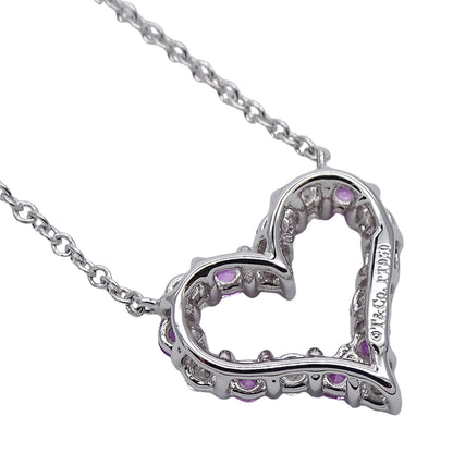 TIFFANY&Co. ティファニー センチメンタルハート ネックレス PT950 プラチナ ダイヤモンド ピンクサファイア シルバー レディース 磨き済み【中古】