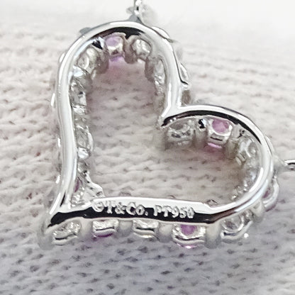 TIFFANY&Co. ティファニー センチメンタルハート ネックレス PT950 プラチナ ダイヤモンド ピンクサファイア シルバー レディース 磨き済み【中古】