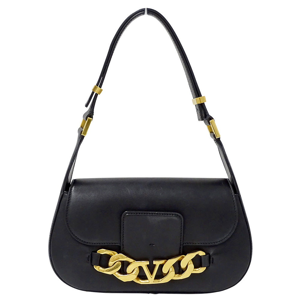 Valentino Garavani ヴァレンティノ・ガラヴァーニ ショルダーバッグ ブラック レザー レディース 【中古】