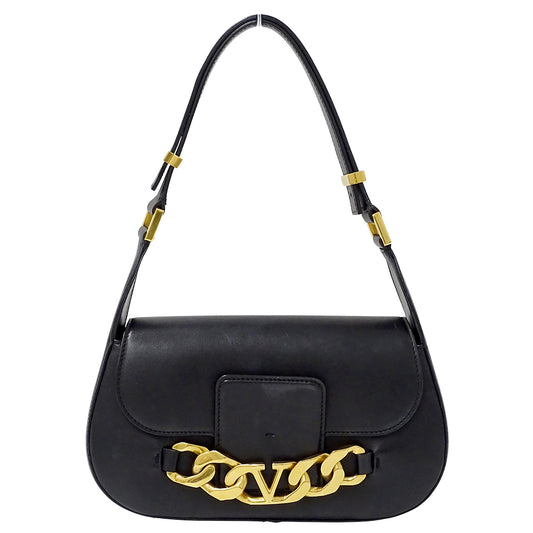 Valentino Garavani ヴァレンティノ・ガラヴァーニ ショルダーバッグ ブラック レザー レディース 【中古】