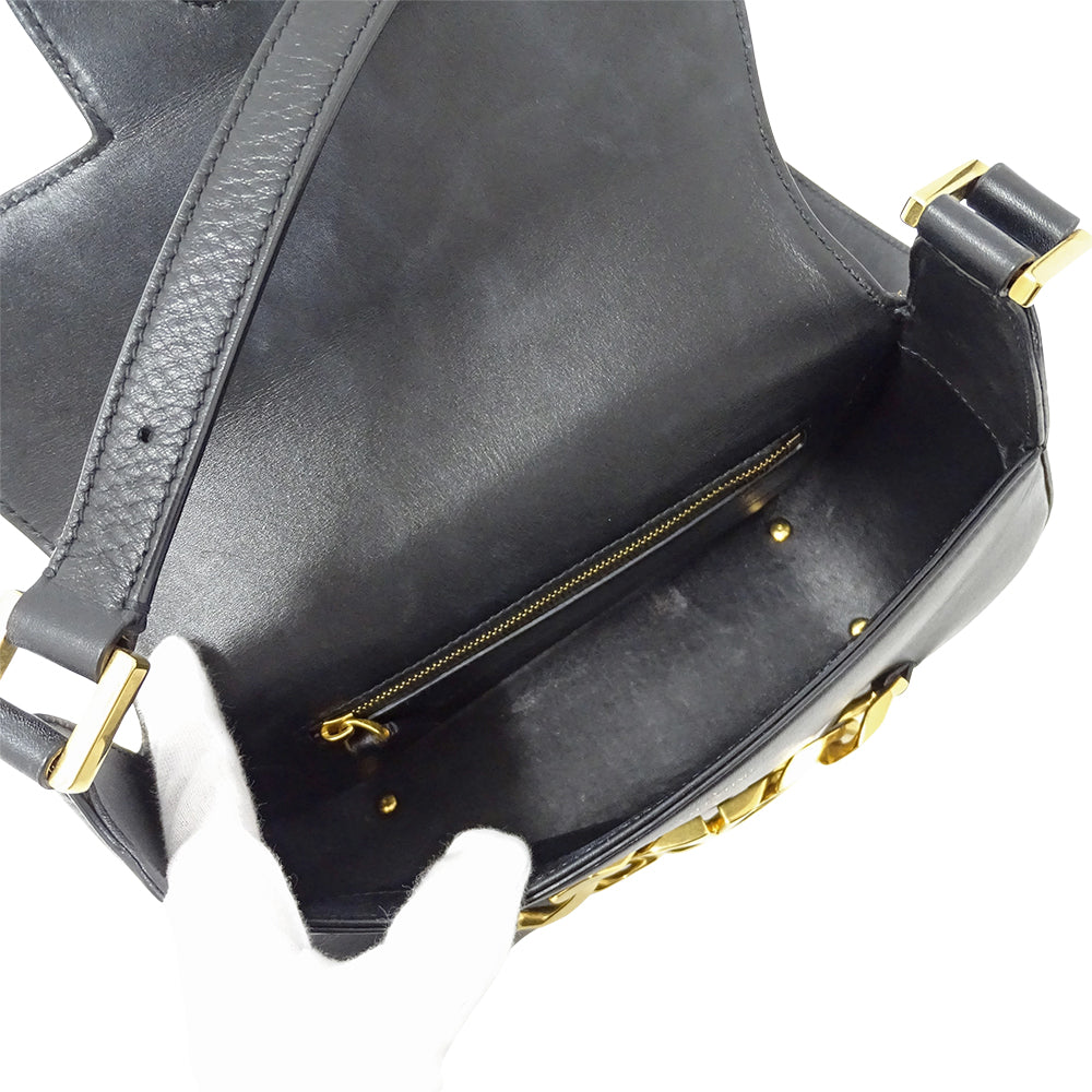 Valentino Garavani ヴァレンティノ・ガラヴァーニ ショルダーバッグ ブラック レザー レディース 【中古】