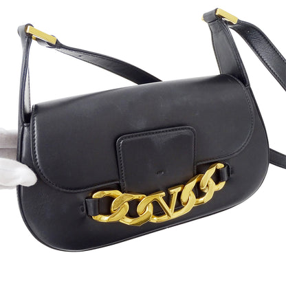 Valentino Garavani ヴァレンティノ・ガラヴァーニ ショルダーバッグ ブラック レザー レディース 【中古】