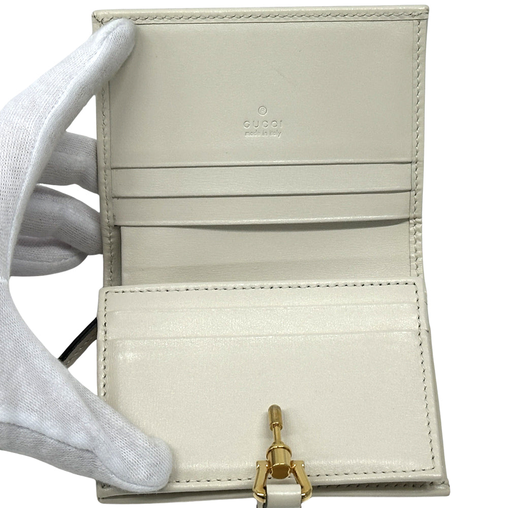 GUCCI グッチ 二つ折り財布 ニュージャッキー アイボリー ゴールド 645536 レザー レディース 【中古】