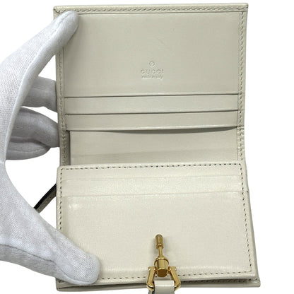 GUCCI グッチ 二つ折り財布 ニュージャッキー アイボリー ゴールド 645536 レザー レディース 【中古】