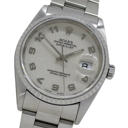 ROLEX ロレックス デイトジャスト 16220 W番 メンズ 腕時計 コンピューター 自動巻き AT ステンレス SS アイボリー 磨き済み 【中古】