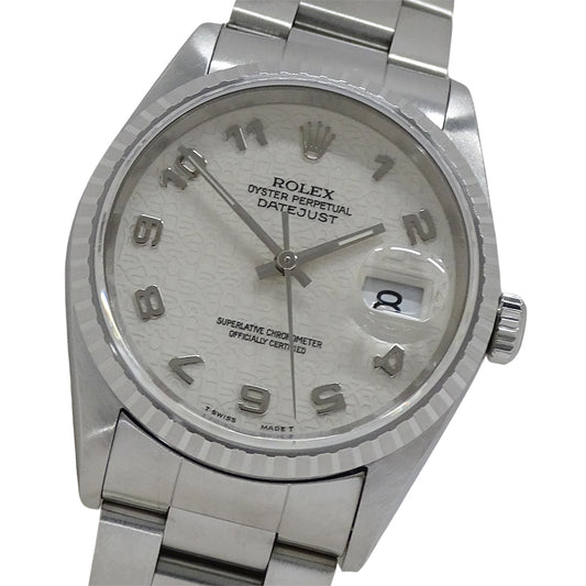 ROLEX ロレックス デイトジャスト 16220 W番 メンズ 腕時計 コンピューター 自動巻き AT ステンレス SS アイボリー 磨き済み 【中古】