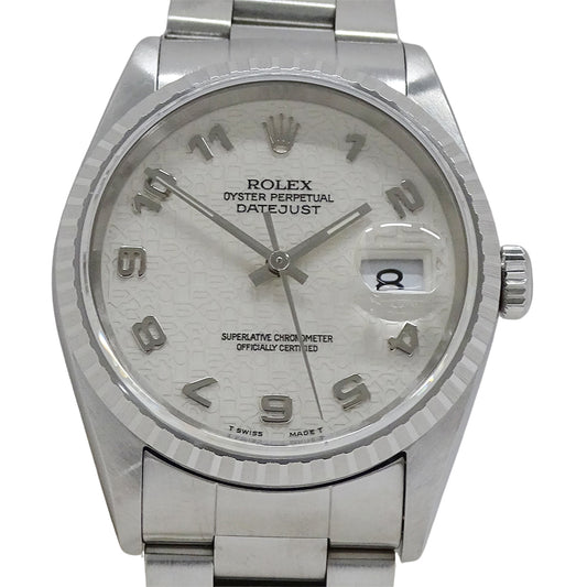 ROLEX ロレックス デイトジャスト 16220 W番 メンズ 腕時計 コンピューター 自動巻き AT ステンレス SS アイボリー 磨き済み 【中古】