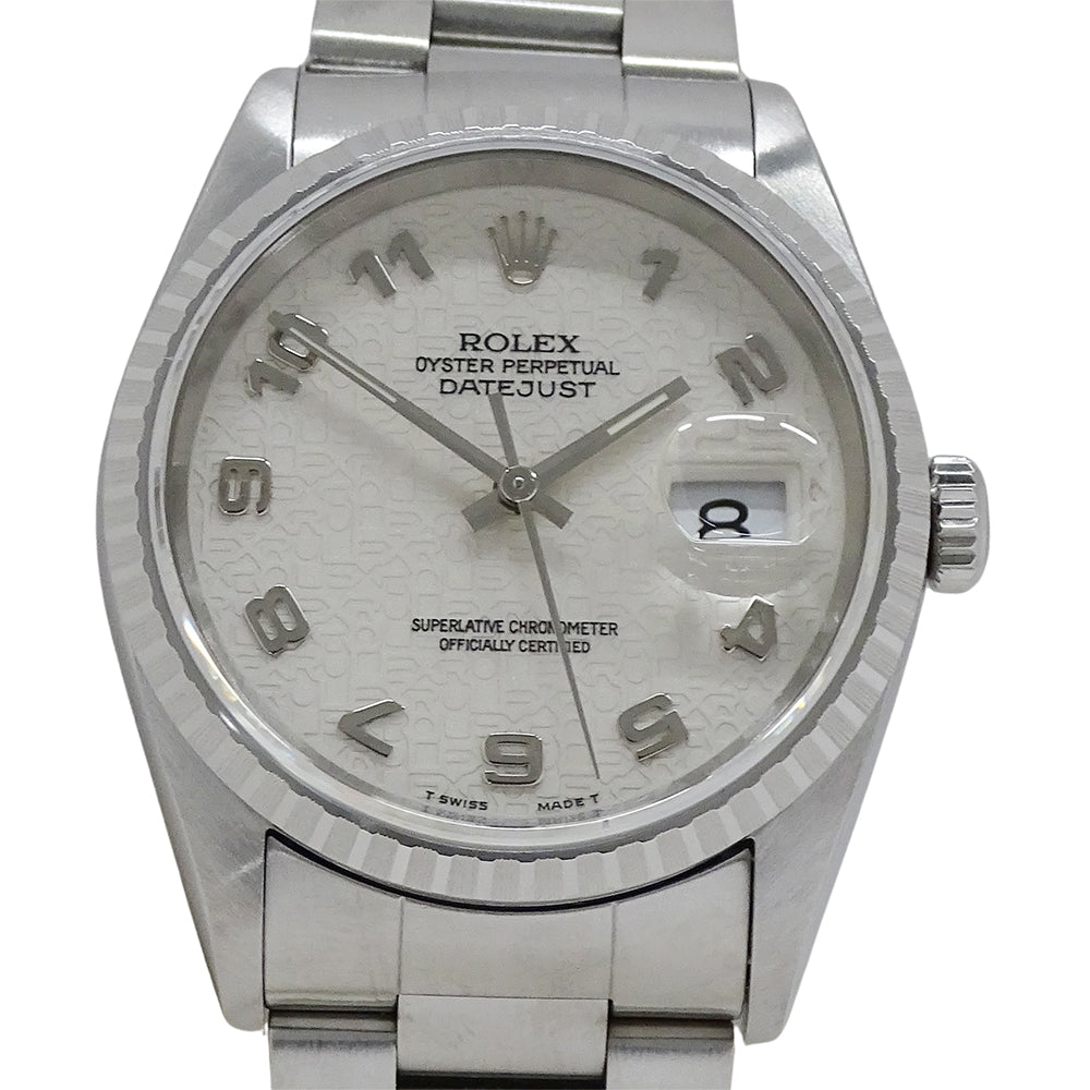 ROLEX ロレックス デイトジャスト 16220 W番 メンズ 腕時計 コンピューター 自動巻き AT ステンレス SS アイボリー 磨き済み 【中古】