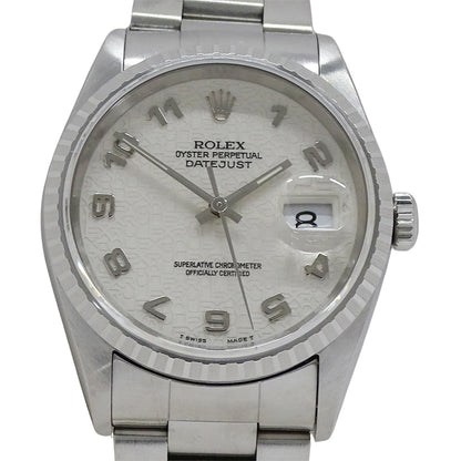ROLEX ロレックス デイトジャスト 16220 W番 メンズ 腕時計 コンピューター 自動巻き AT ステンレス SS アイボリー 磨き済み 【中古】