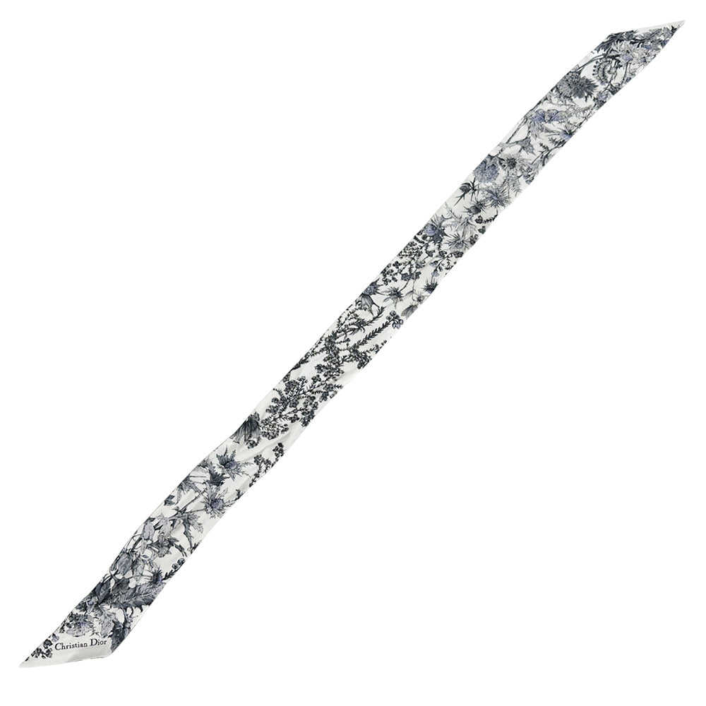 Dior ディオール スカーフ ミッツァ ブルー シルク ロゴ 花柄 レディース 【中古】