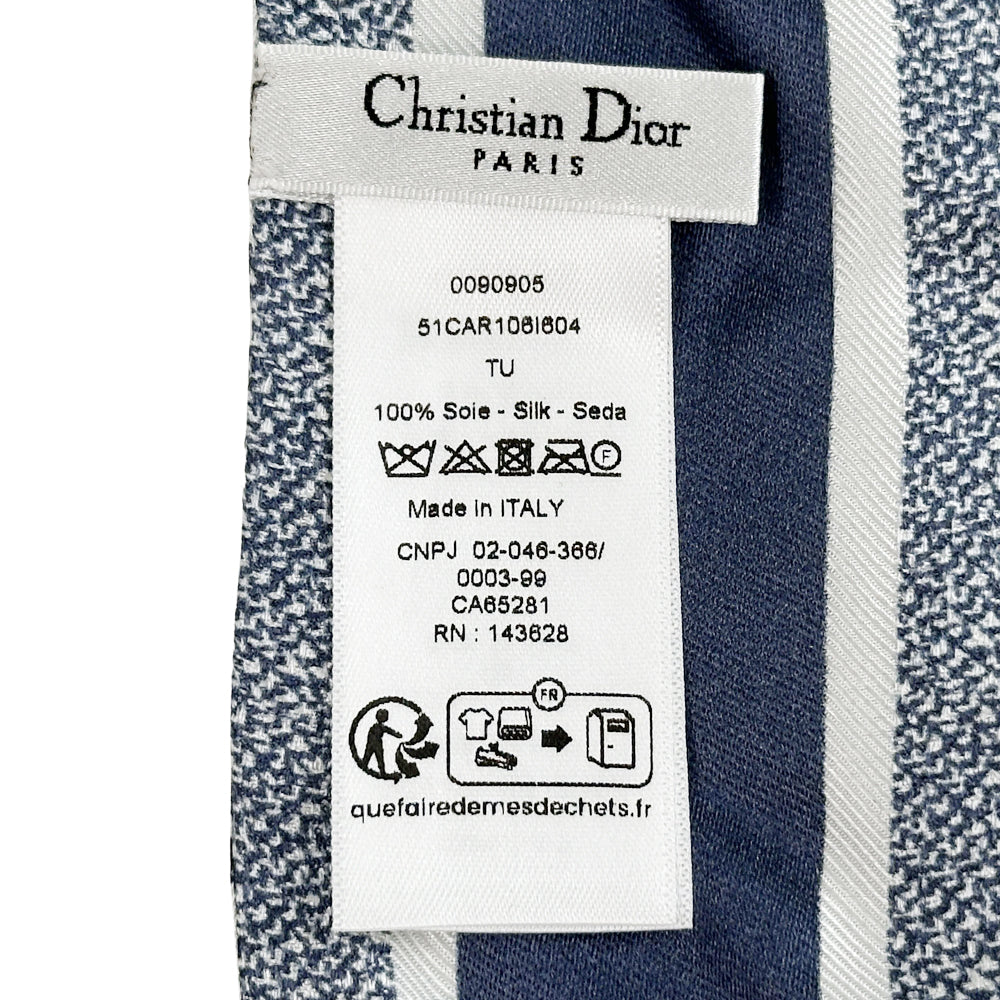 Dior ディオール スカーフ ミッツァ ブルー シルク ロゴ 花柄 レディース 【中古】