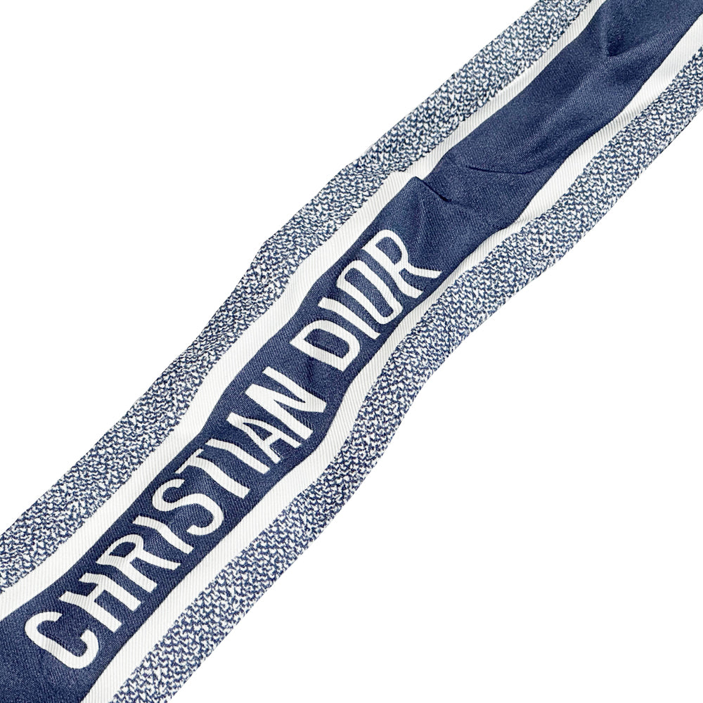 Dior ディオール スカーフ ミッツァ ブルー シルク ロゴ 花柄 レディース 【中古】