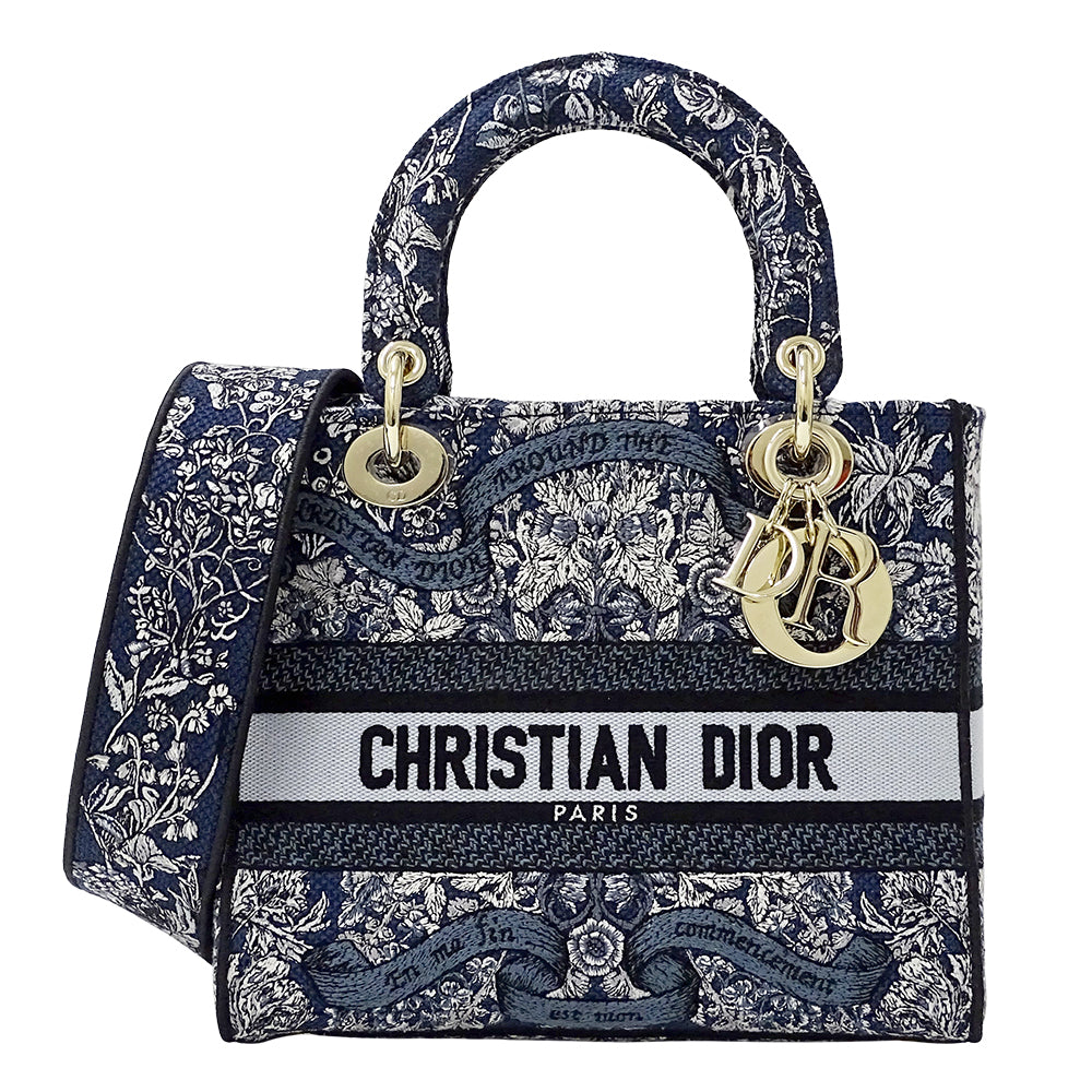 Dior ディオール 2wayバッグ レディディライト ブルー～ネイビー ジャガード レディース 【中古】