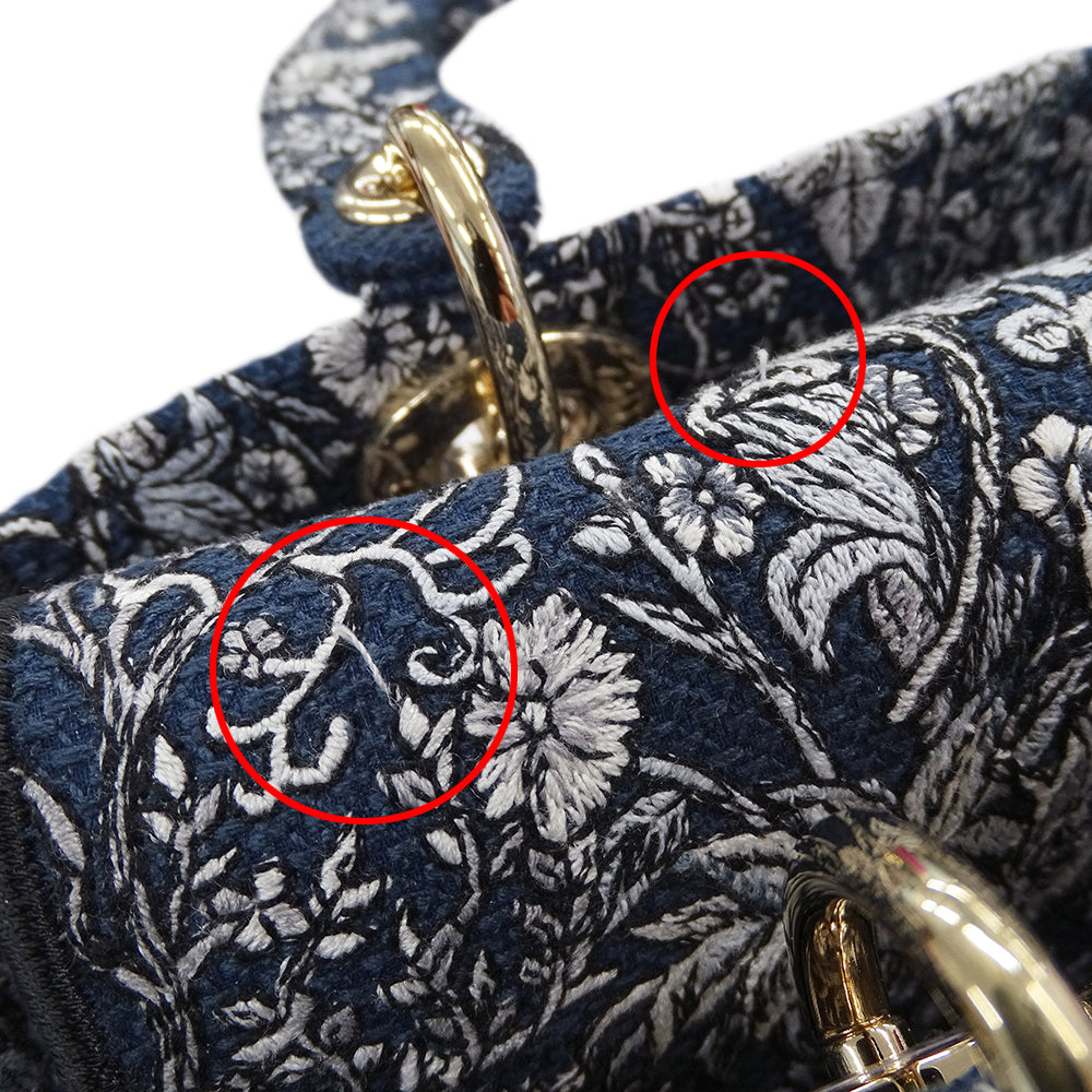 Dior ディオール 2wayバッグ レディディライト ブルー～ネイビー ジャガード レディース 【中古】
