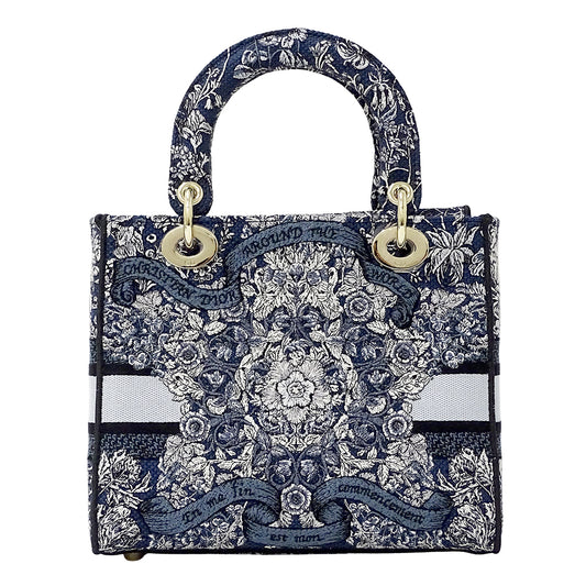 Dior ディオール 2wayバッグ レディディライト ブルー～ネイビー ジャガード レディース 【中古】