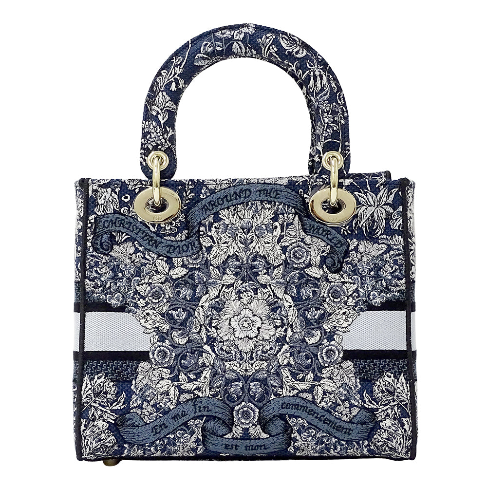 Dior ディオール 2wayバッグ レディディライト ブルー～ネイビー ジャガード レディース 【中古】