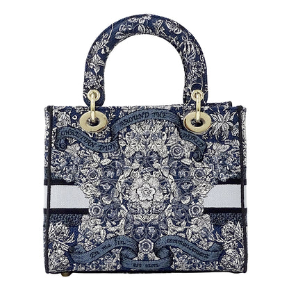 Dior ディオール 2wayバッグ レディディライト ブルー～ネイビー ジャガード レディース 【中古】