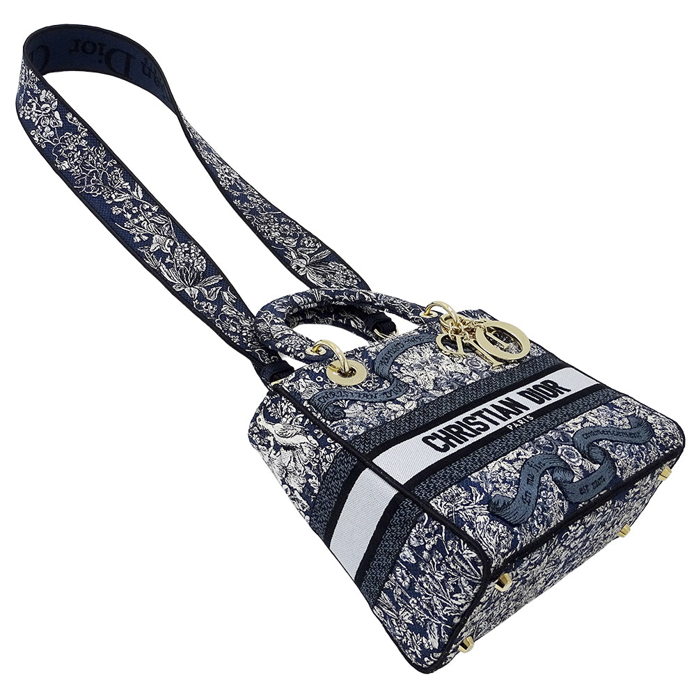 Dior ディオール 2wayバッグ レディディライト ブルー～ネイビー ジャガード レディース 【中古】