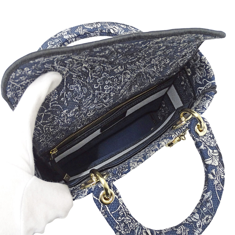 Dior ディオール 2wayバッグ レディディライト ブルー～ネイビー ジャガード レディース 【中古】