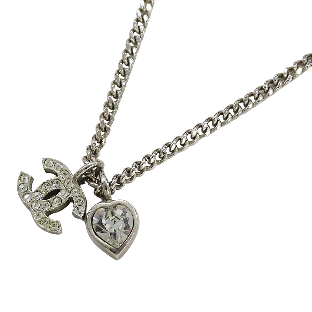 CHANEL シャネル ココマーク ハート ネックレス メタル シルバー レディース 【中古】