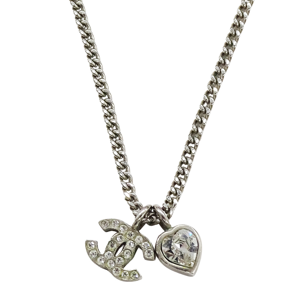 CHANEL シャネル ココマーク ハート ネックレス メタル シルバー レディース 【中古】