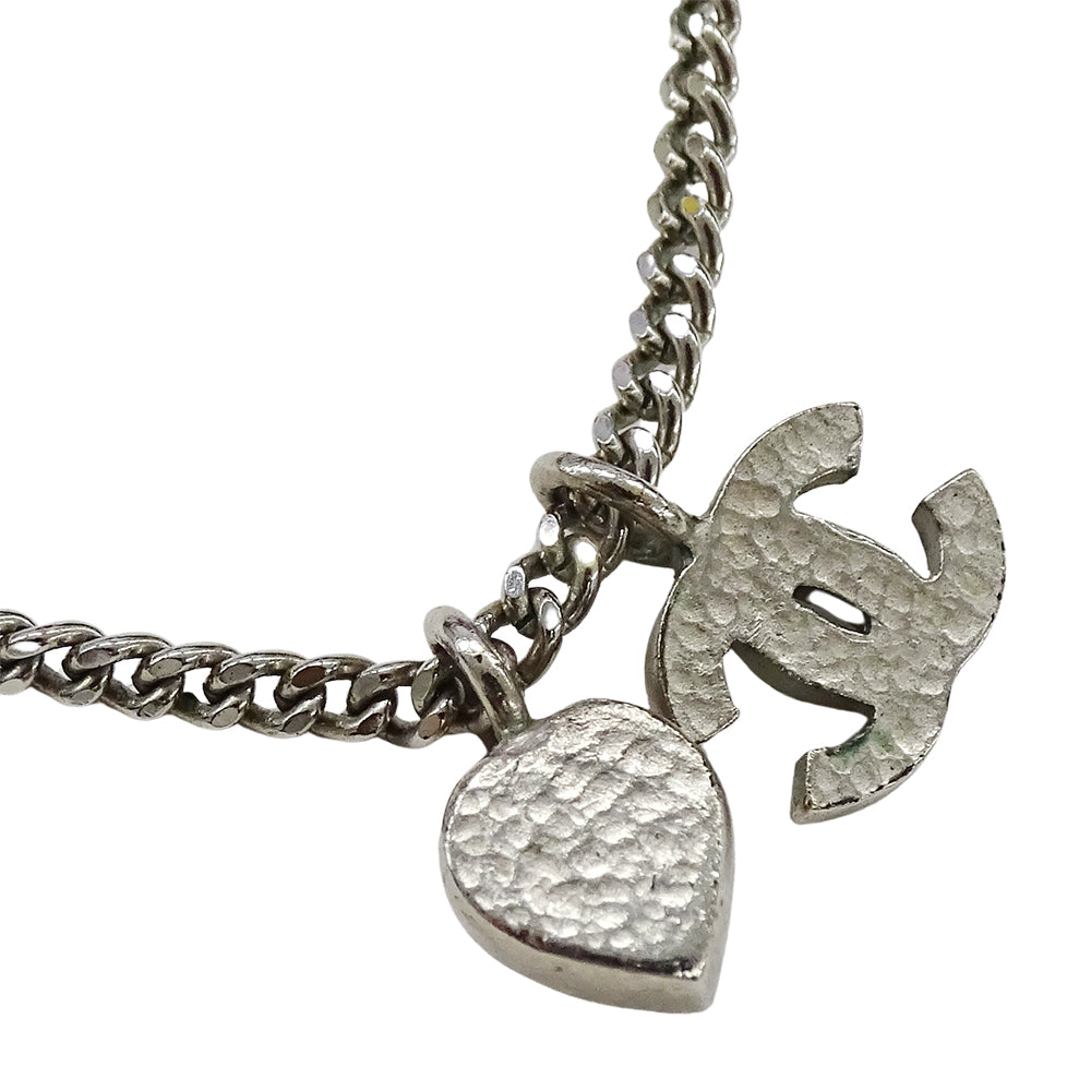 CHANEL シャネル ココマーク ハート ネックレス メタル シルバー レディース 【中古】