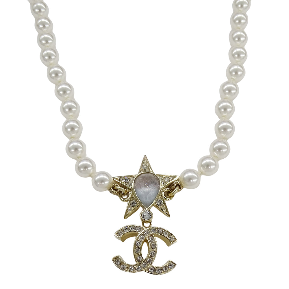 CHANEL シャネル ココマーク スター チョーカー メタル ゴールド ホワイト レディース 【中古】