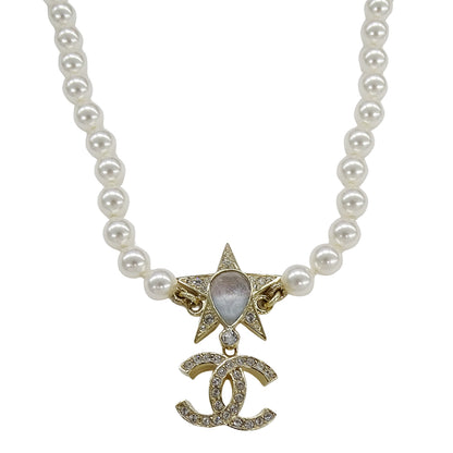 CHANEL シャネル ココマーク スター チョーカー メタル ゴールド ホワイト レディース 【中古】