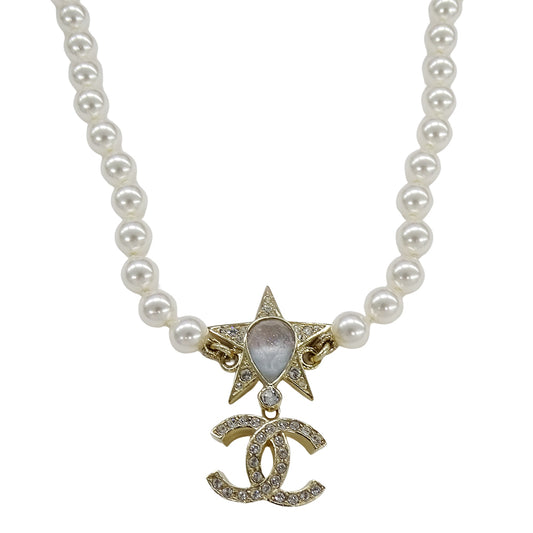 CHANEL シャネル ココマーク スター チョーカー メタル ゴールド ホワイト レディース 【中古】