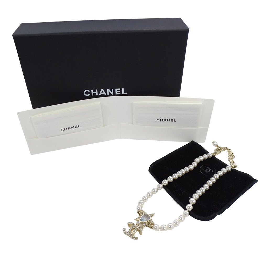 CHANEL シャネル ココマーク スター チョーカー メタル ゴールド ホワイト レディース 【中古】