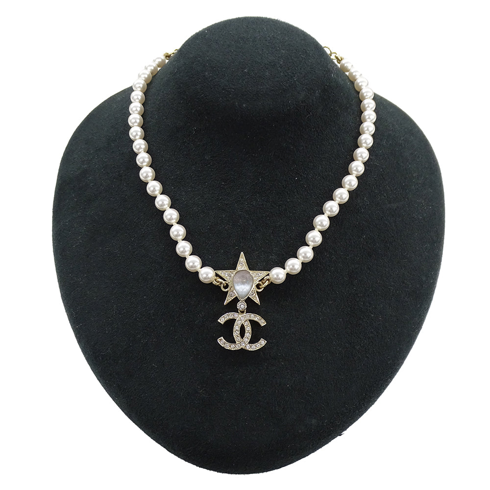 CHANEL シャネル ココマーク スター チョーカー メタル ゴールド ホワイト レディース 【中古】