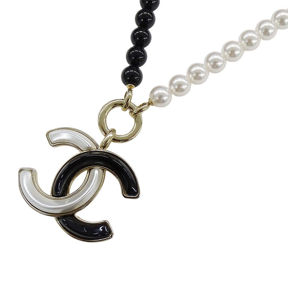 CHANEL シャネル ココマーク ボール ネックレス メタル フェイクパール ブラック ホワイト レディース 【中古】