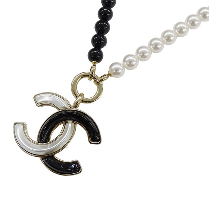 CHANEL シャネル ココマーク ボール ネックレス メタル フェイクパール ブラック ホワイト レディース 【中古】