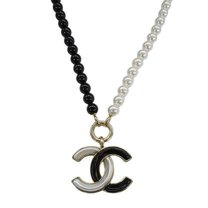 CHANEL シャネル ココマーク ボール ネックレス メタル フェイクパール ブラック ホワイト レディース 【中古】