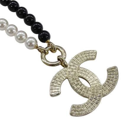CHANEL シャネル ココマーク ボール ネックレス メタル フェイクパール ブラック ホワイト レディース 【中古】