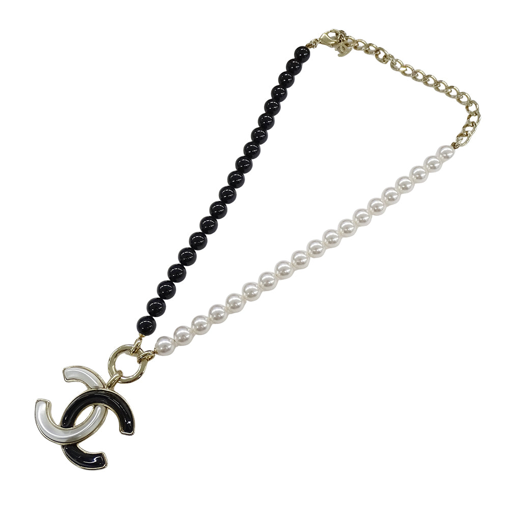 CHANEL シャネル ココマーク ボール ネックレス メタル フェイクパール ブラック ホワイト レディース 【中古】