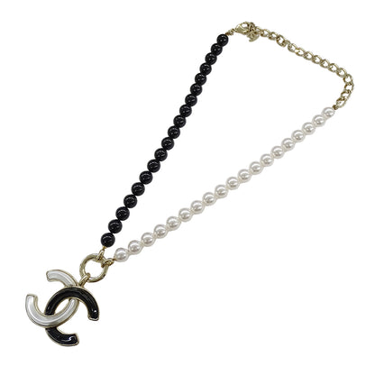 CHANEL シャネル ココマーク ボール ネックレス メタル フェイクパール ブラック ホワイト レディース 【中古】