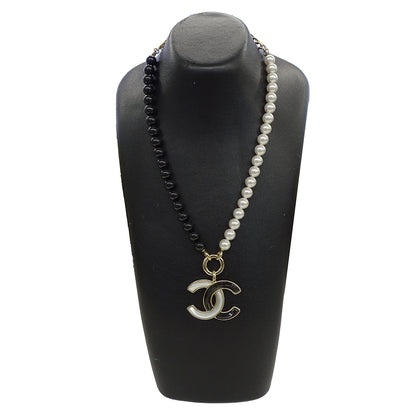 CHANEL シャネル ココマーク ボール ネックレス メタル フェイクパール ブラック ホワイト レディース 【中古】