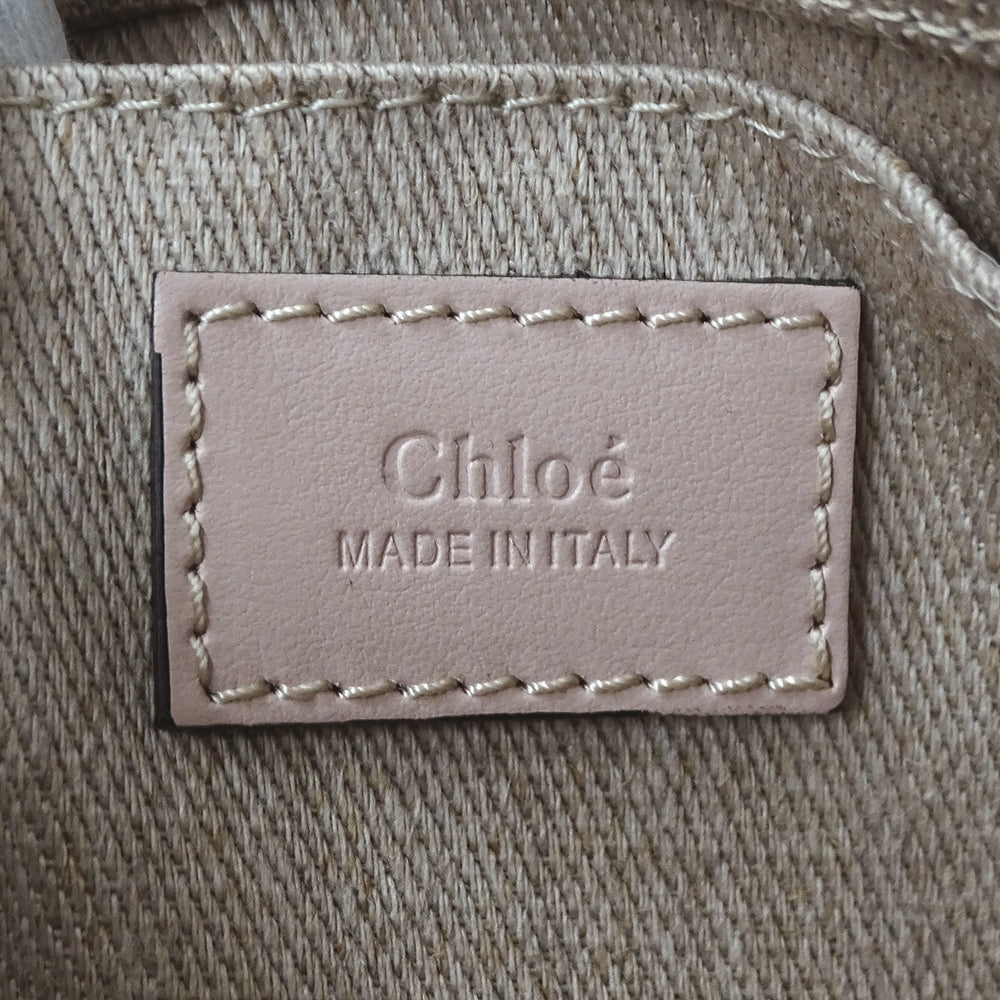 Chloe クロエ ウッディ ミニ 2wayバッグ ベージュ ピンク キャンバス レディース 【中古】