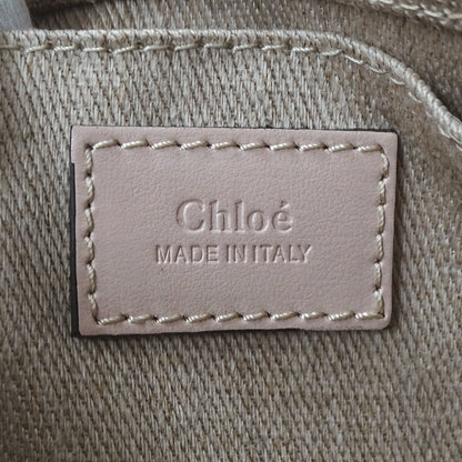 Chloe クロエ ウッディ ミニ 2wayバッグ ベージュ ピンク キャンバス レディース 【中古】