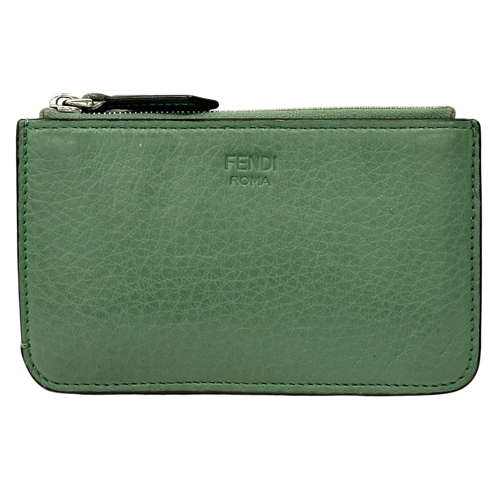 FENDI フェンディ フラグメントケース コインケース グリーン レザー レディース メンズ 【中古】