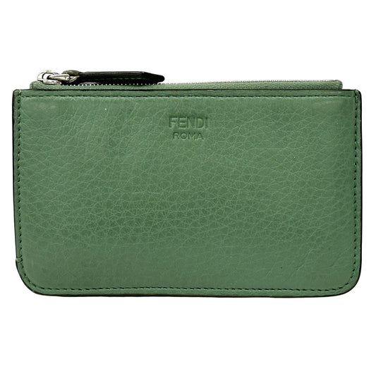 FENDI フェンディ フラグメントケース コインケース グリーン レザー レディース メンズ 【中古】
