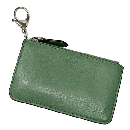 FENDI フェンディ フラグメントケース コインケース グリーン レザー レディース メンズ 【中古】