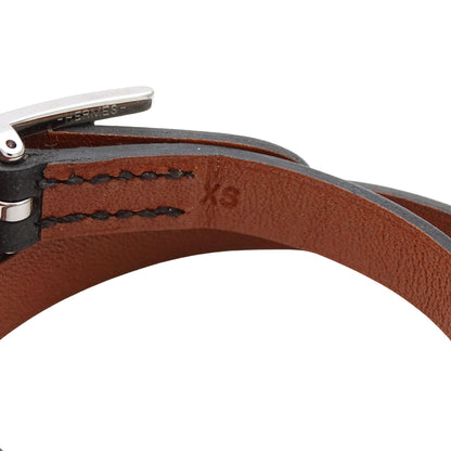 HERMES エルメス アピ3 ブレスレット ドゥーブルトゥール ブラック ブラウン シルバー XS レディース 【中古】