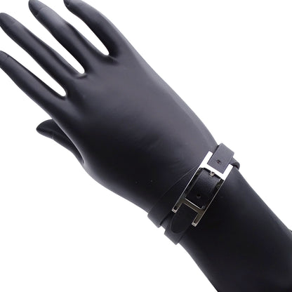 HERMES エルメス アピ3 ブレスレット ドゥーブルトゥール ブラック ブラウン シルバー XS レディース 【中古】